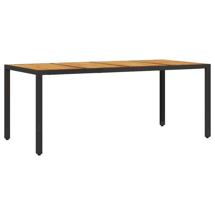 Table de jardin et dessus en bois d'acacia noir résine tressée - Photo n°1