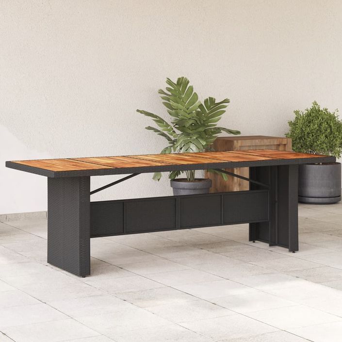 Table de jardin et dessus en bois d'acacia noir résine tressée - Photo n°2