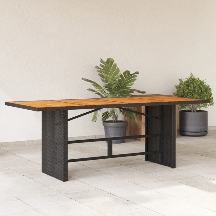 Table de jardin et dessus en bois d'acacia noir résine tressée - Photo n°1