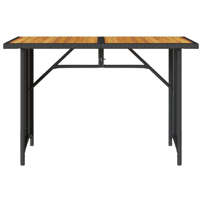 Table de jardin et dessus en bois noir 110x68x70 cm poly rotin - Photo n°4