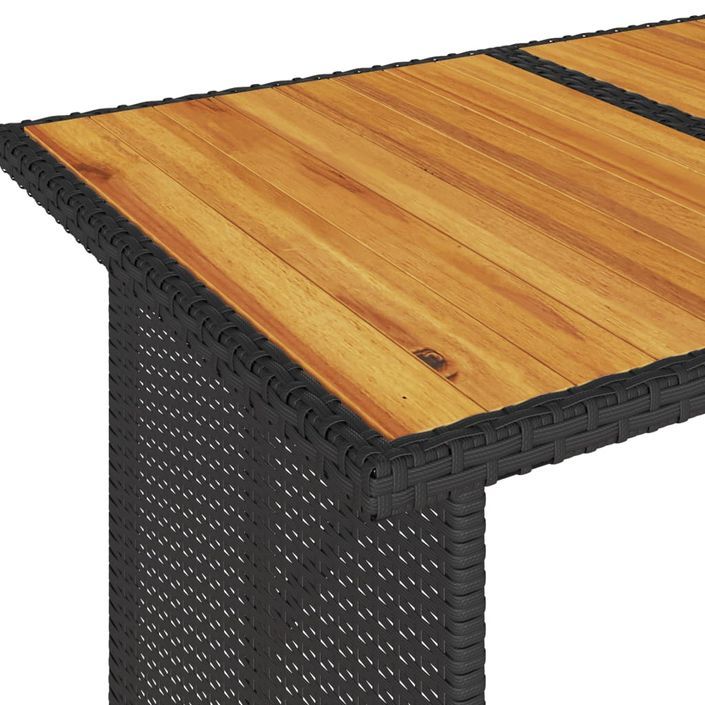 Table de jardin et dessus en bois noir 110x68x70 cm poly rotin - Photo n°8