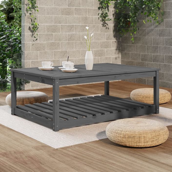 Table de jardin gris 121x82,5x45 cm bois massif de pin - Photo n°3