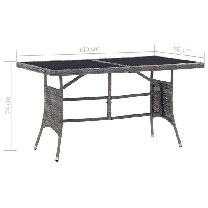 Table de jardin Gris 140x80x74 cm Résine tressée - Photo n°6