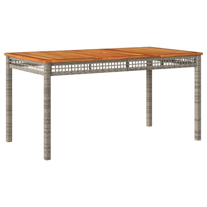 Table de jardin gris 140x80x75 cm résine tressée et bois acacia - Photo n°1