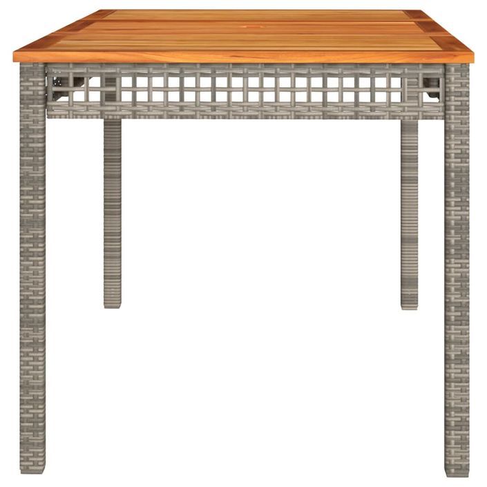 Table de jardin gris 140x80x75 cm résine tressée et bois acacia - Photo n°5