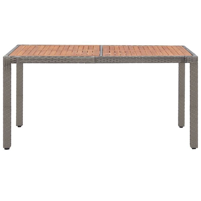 Table de jardin Gris 150x90x75cm Résine tressée bois d'acacia - Photo n°2