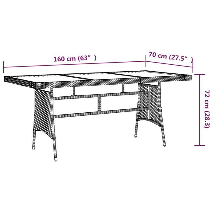 Table de jardin Gris 160x70x72 cm Résine tressée et acacia - Photo n°5