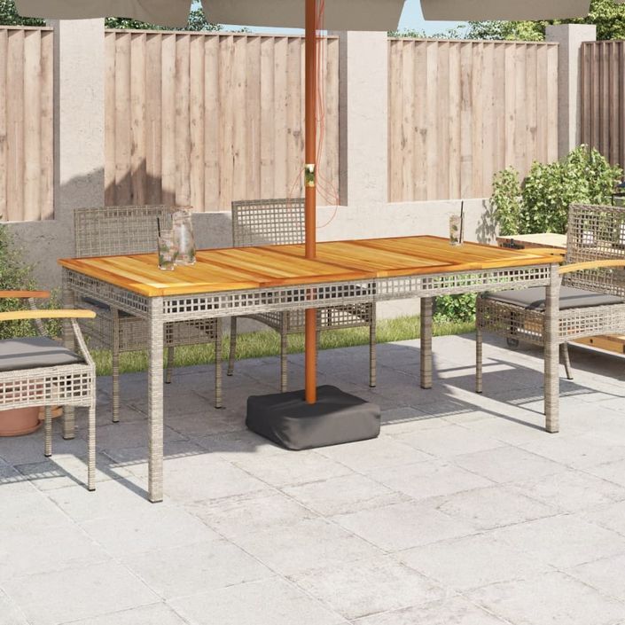 Table de jardin gris 180x90x75 cm résine tressée et bois acacia - Photo n°3