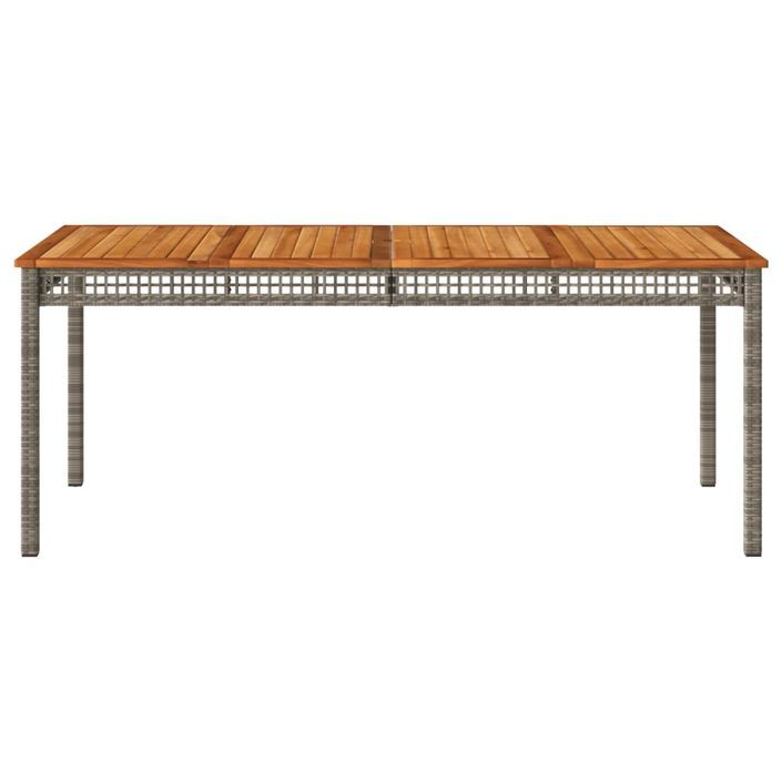 Table de jardin gris 180x90x75 cm résine tressée et bois acacia - Photo n°4