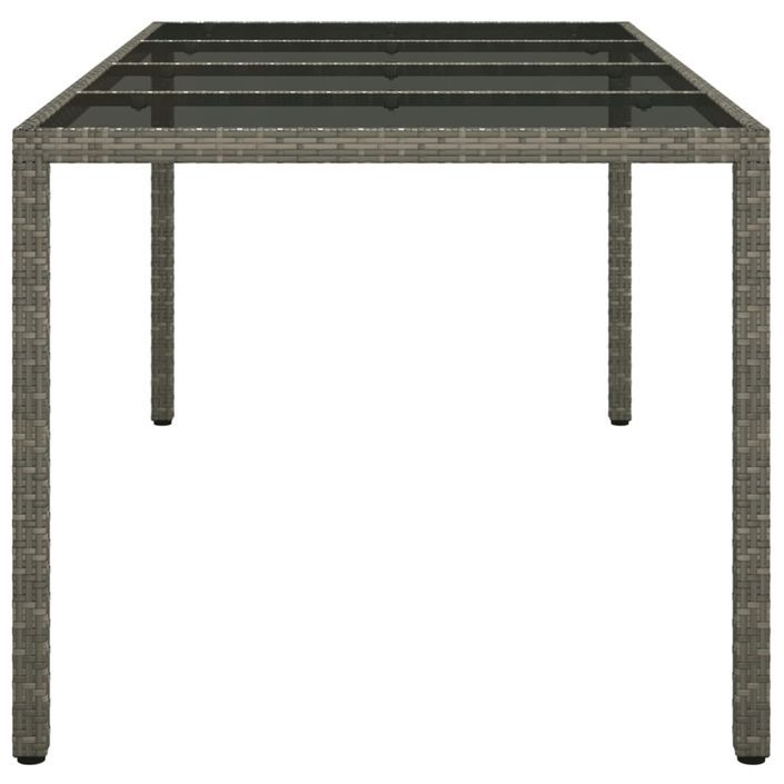 Table de jardin Gris 190x90x75 cm Verre trempé/résine tressée - Photo n°4