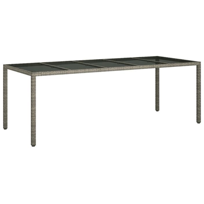 Table de jardin Gris 250x100x75 cm Verre trempé et poly rotin - Photo n°2