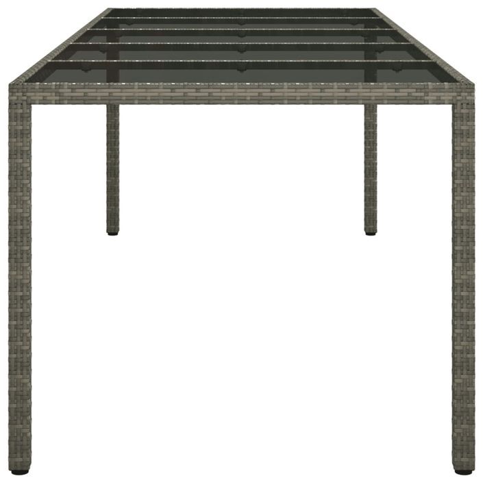 Table de jardin Gris 250x100x75 cm Verre trempé et poly rotin - Photo n°4