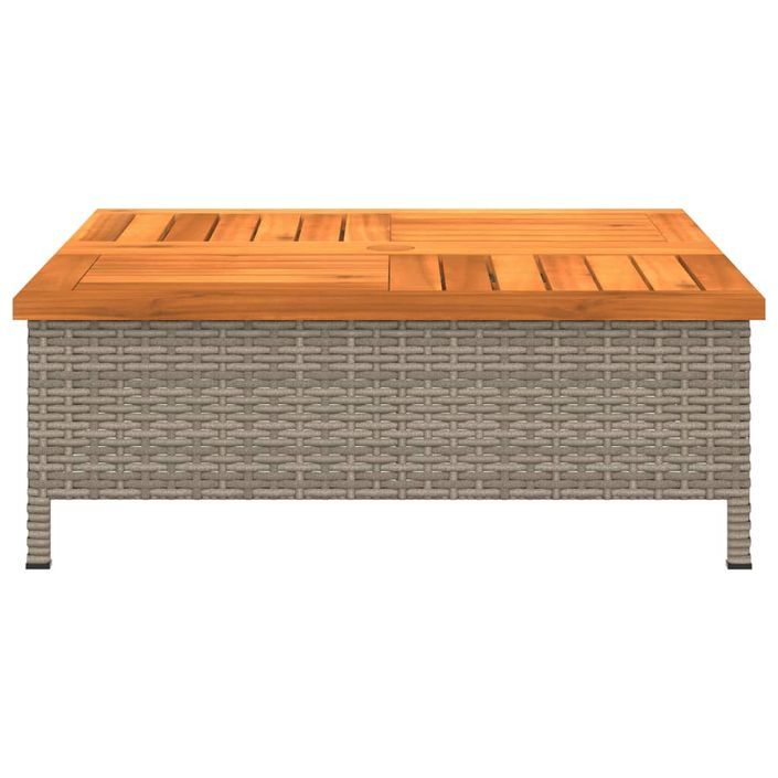 Table de jardin gris 70x70x25 cm résine tressée et bois acacia - Photo n°5