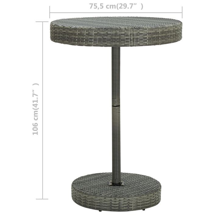 Table de jardin Gris 75,5x106 cm Résine tressée - Photo n°4