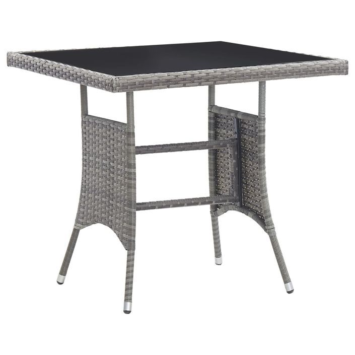 Table de jardin gris 80x80x74 cm résine tressée - Photo n°1