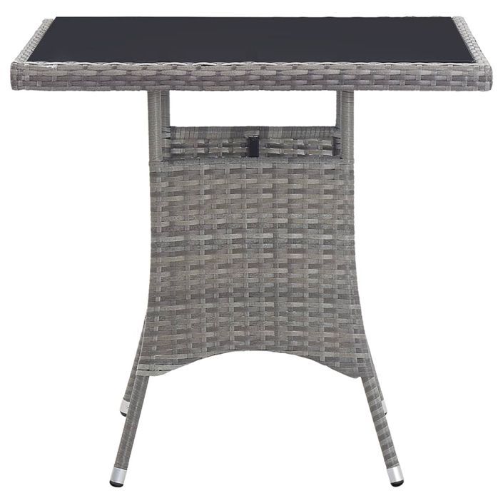 Table de jardin gris 80x80x74 cm résine tressée - Photo n°3