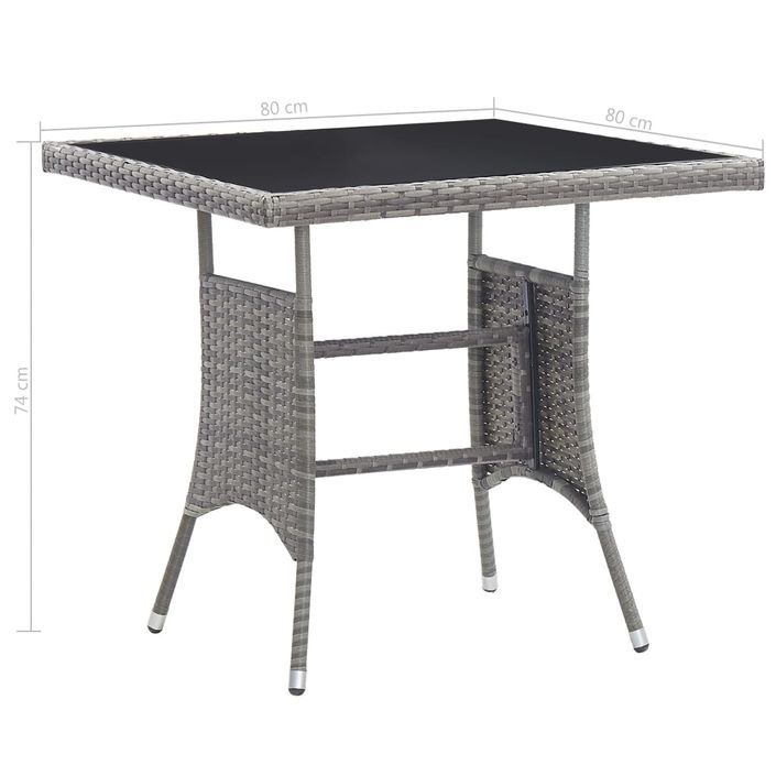 Table de jardin gris 80x80x74 cm résine tressée - Photo n°6