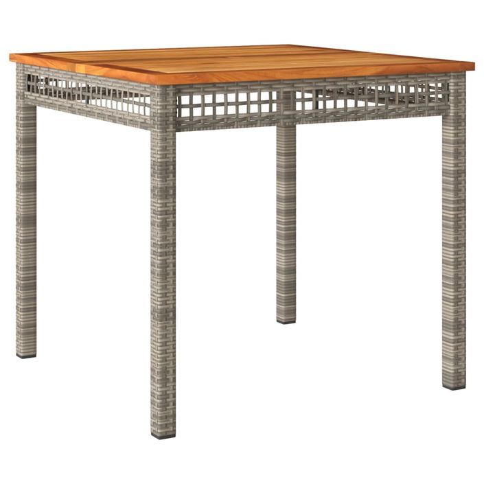 Table de jardin gris 80x80x74 cm résine tressée et bois acacia - Photo n°1