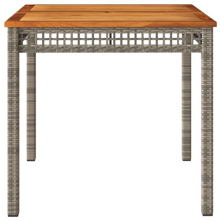 Table de jardin gris 80x80x74 cm résine tressée et bois acacia - Photo n°4