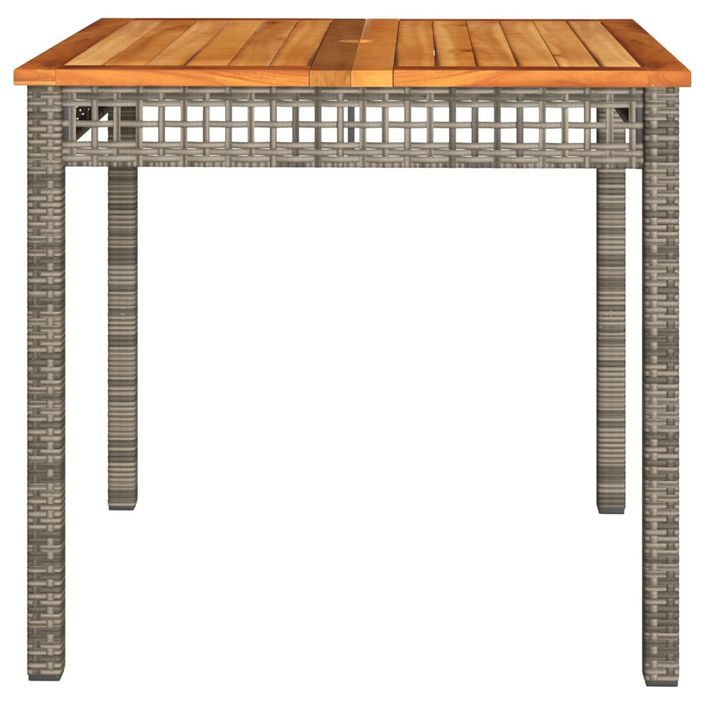 Table de jardin gris 80x80x74 cm résine tressée et bois acacia - Photo n°5