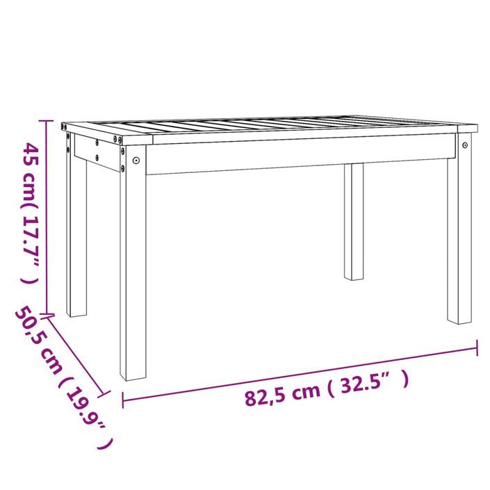 Table de jardin gris 82,5x50,5x45 cm bois massif de pin - Photo n°8