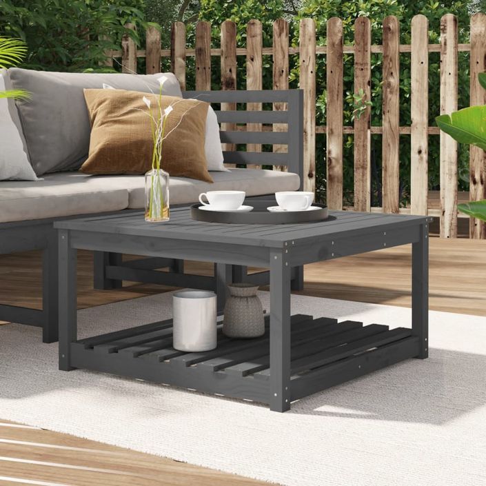 Table de jardin gris 82,5x82,5x45 cm bois massif de pin - Photo n°2