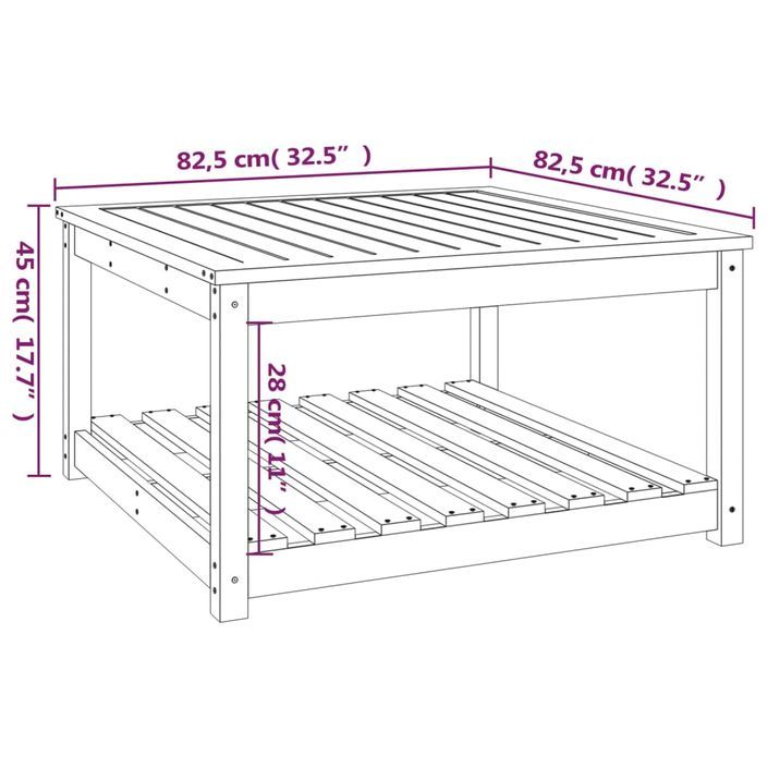 Table de jardin gris 82,5x82,5x45 cm bois massif de pin - Photo n°8