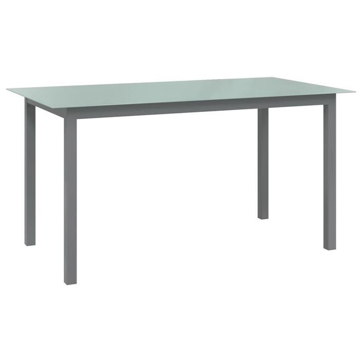 Table de jardin Gris clair 150x90x74 cm Aluminium et verre - Photo n°1