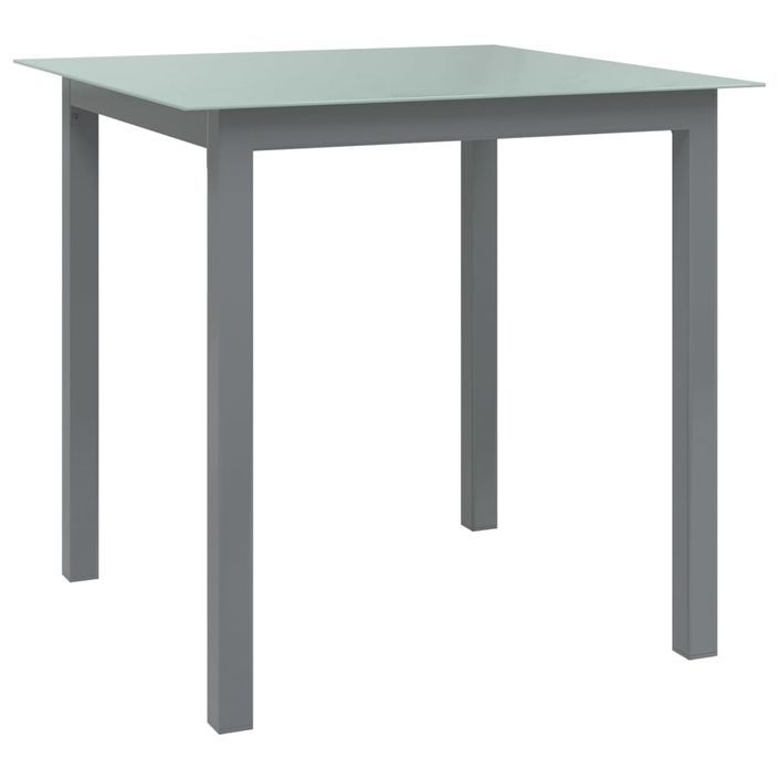 Table de jardin Gris clair 80x80x74 cm Aluminium et verre - Photo n°1