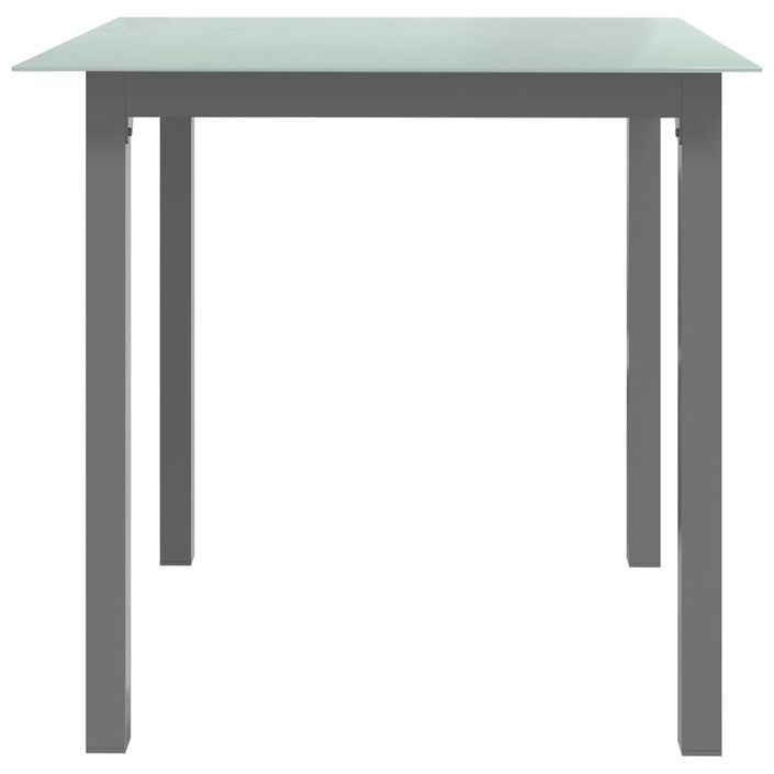 Table de jardin Gris clair 80x80x74 cm Aluminium et verre - Photo n°3