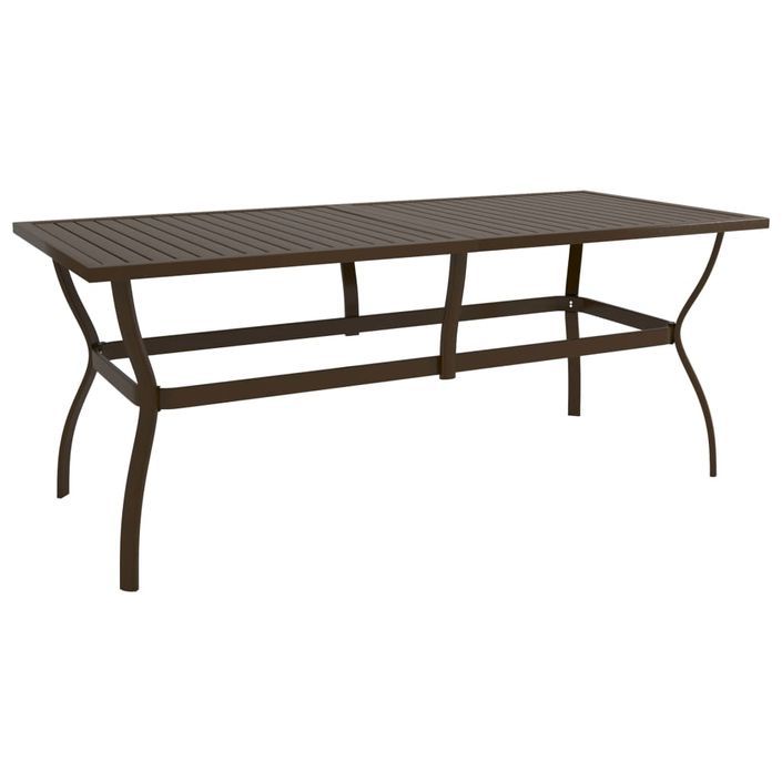 Table de jardin Marron 190x80x72 cm Acier - Photo n°1