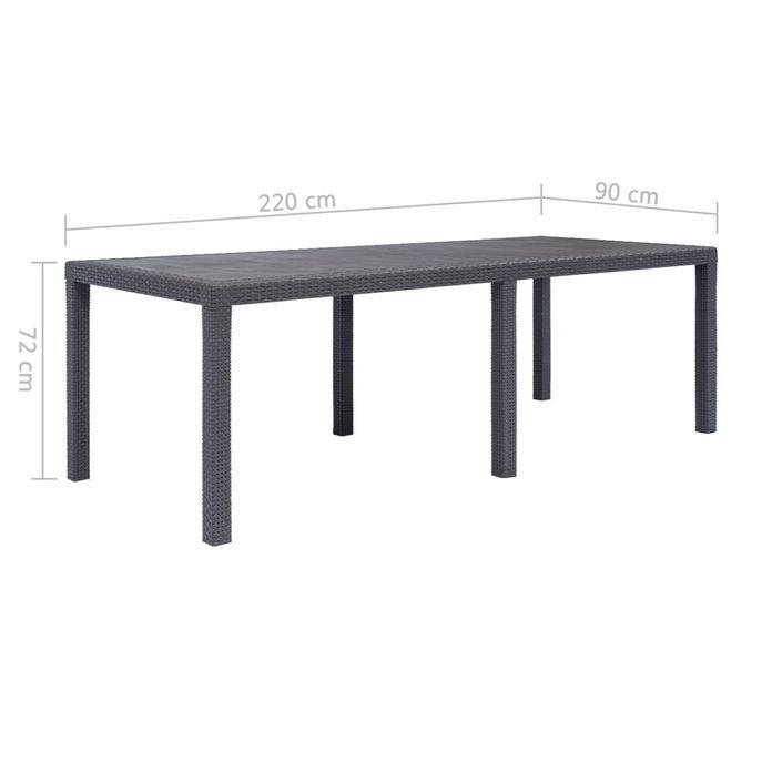 Table de jardin Marron 220x90x72 cm Plastique Aspect de rotin - Photo n°5