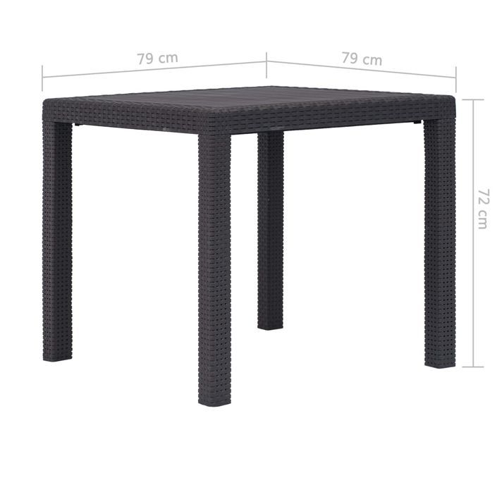 Table de jardin Marron 79x79x72 cm Plastique Aspect de rotin - Photo n°5