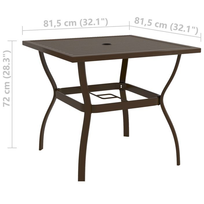 Table de jardin Marron 81,5x81,5x72 cm Acier - Photo n°5