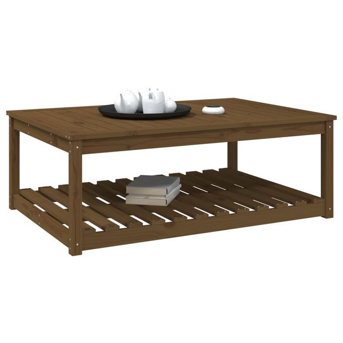 Table de jardin marron miel 121x82,5x45 cm bois massif de pin - Photo n°4