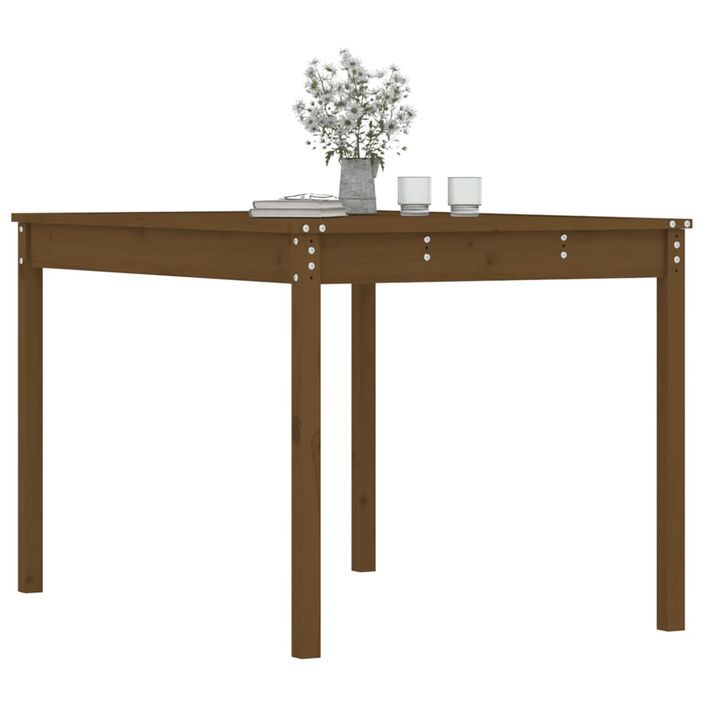 Table de jardin marron miel 121x82,5x76 cm bois massif de pin - Photo n°4