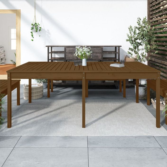 Table de jardin marron miel 203,5x100x76 cm bois massif de pin - Photo n°2