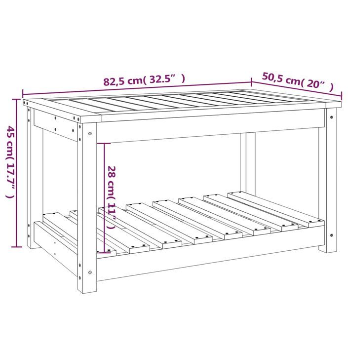 Table de jardin marron miel 82,5x50,5x45 cm bois massif de pin - Photo n°8