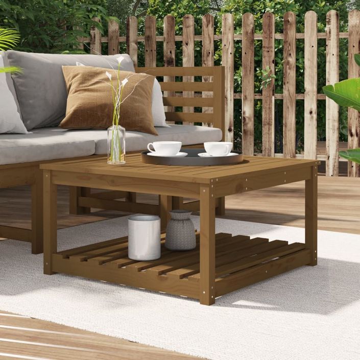 Table de jardin marron miel 82,5x82,5x45 cm bois massif de pin - Photo n°2