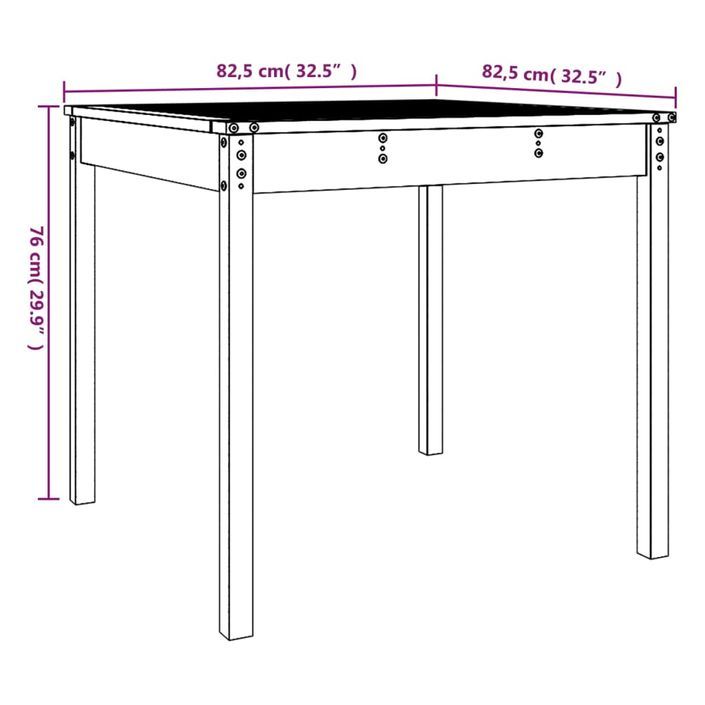 Table de jardin marron miel 82,5x82,5x76 cm bois massif de pin - Photo n°8