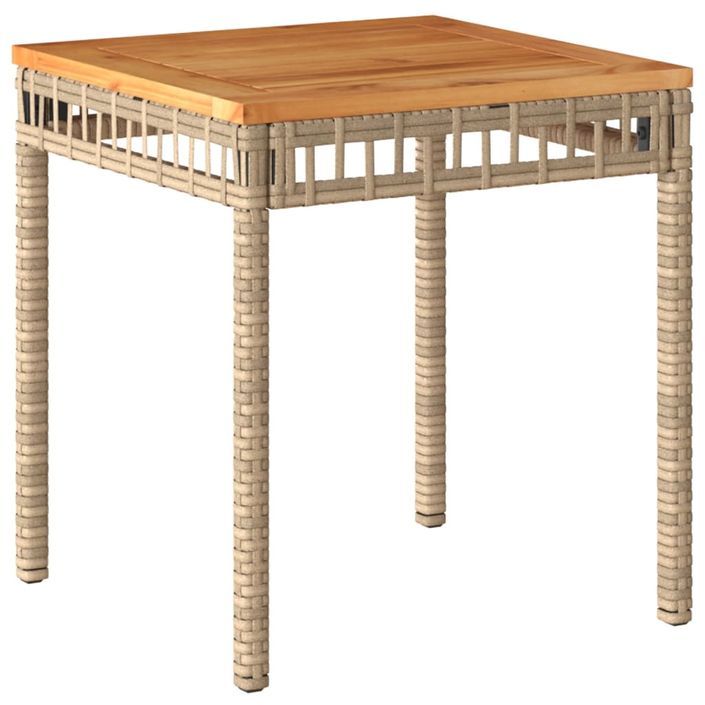 Table de jardin mélange beige 38x38x42 cm rotin et bois acacia - Photo n°2