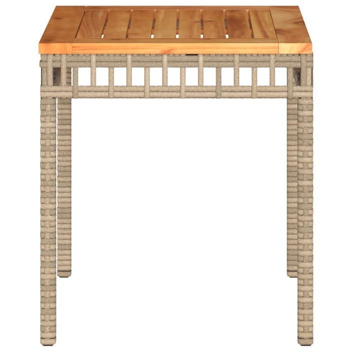 Table de jardin mélange beige 38x38x42 cm rotin et bois acacia - Photo n°4