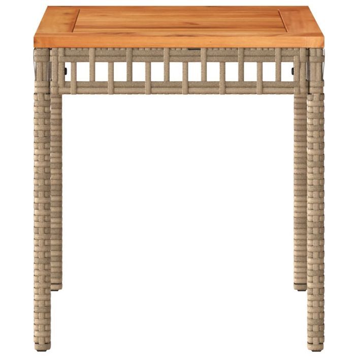 Table de jardin mélange beige 38x38x42 cm rotin et bois acacia - Photo n°5