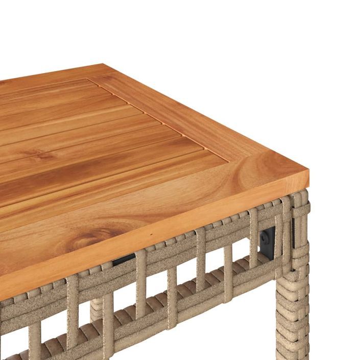 Table de jardin mélange beige 38x38x42 cm rotin et bois acacia - Photo n°7