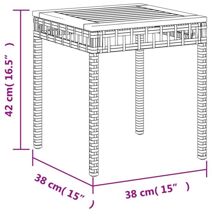 Table de jardin mélange beige 38x38x42 cm rotin et bois acacia - Photo n°10