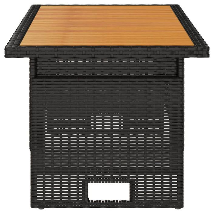 Table de jardin noir 100x50x43/63 cm acacia et résine tressée - Photo n°4