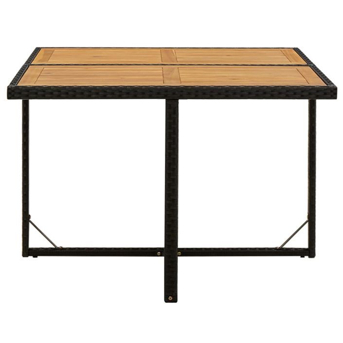 Table de jardin Noir 109x107x74 cm Résine tressée bois massif - Photo n°3