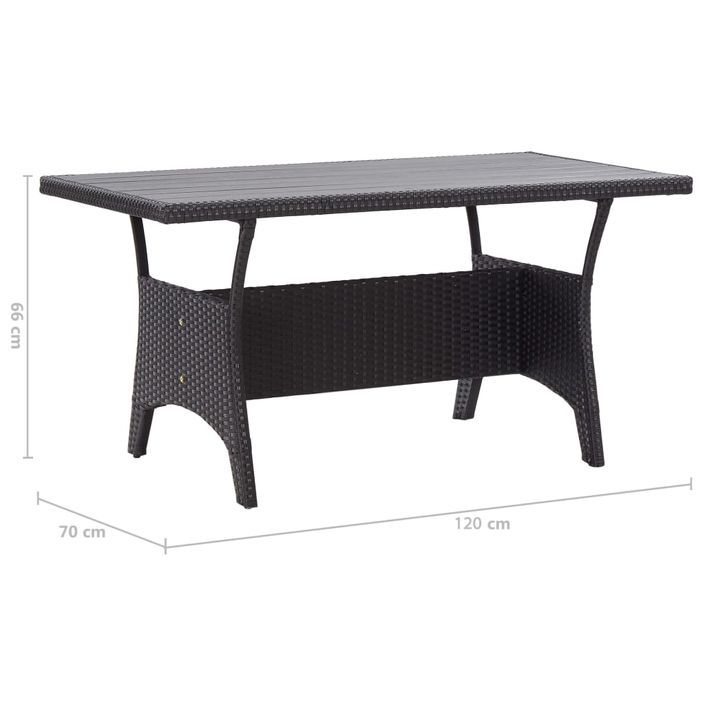 Table de jardin Noir 120x70x66 cm Résine tressée - Photo n°6