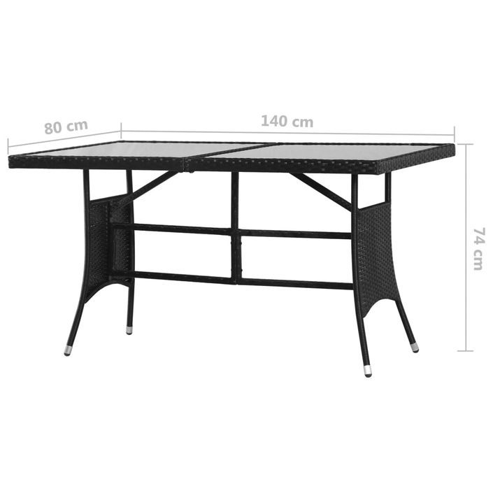 Table de jardin Noir 140x80x74 cm Résine tressée - Photo n°6