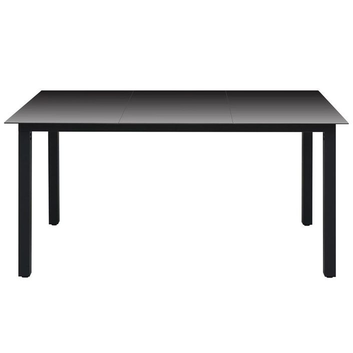 Table de jardin Noir 150 x 90 x 74 cm Aluminium et verre - Photo n°2